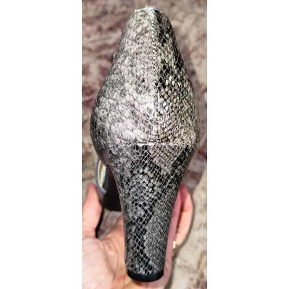 LifeStride Soft System Calma Gray w/ Reptile Print Heel Peep Toe Bootie (Size 8)
